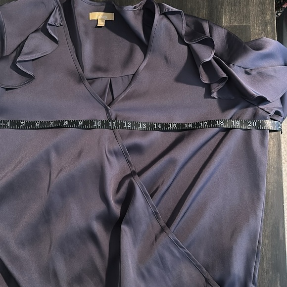 Lakara Purple Purple Faux Wrap Bubble Hem Ruffle Blouse Size Large - Picture 7 of 7